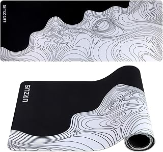 Large Black and White Gaming Mouse Pad, Waterproof Desk Mat for Keyboard and Mouse, Stitched Edge Mousepad with Non-Slip Rubber Base, 31.5x11.8 inch Desk Pad for Home and Office