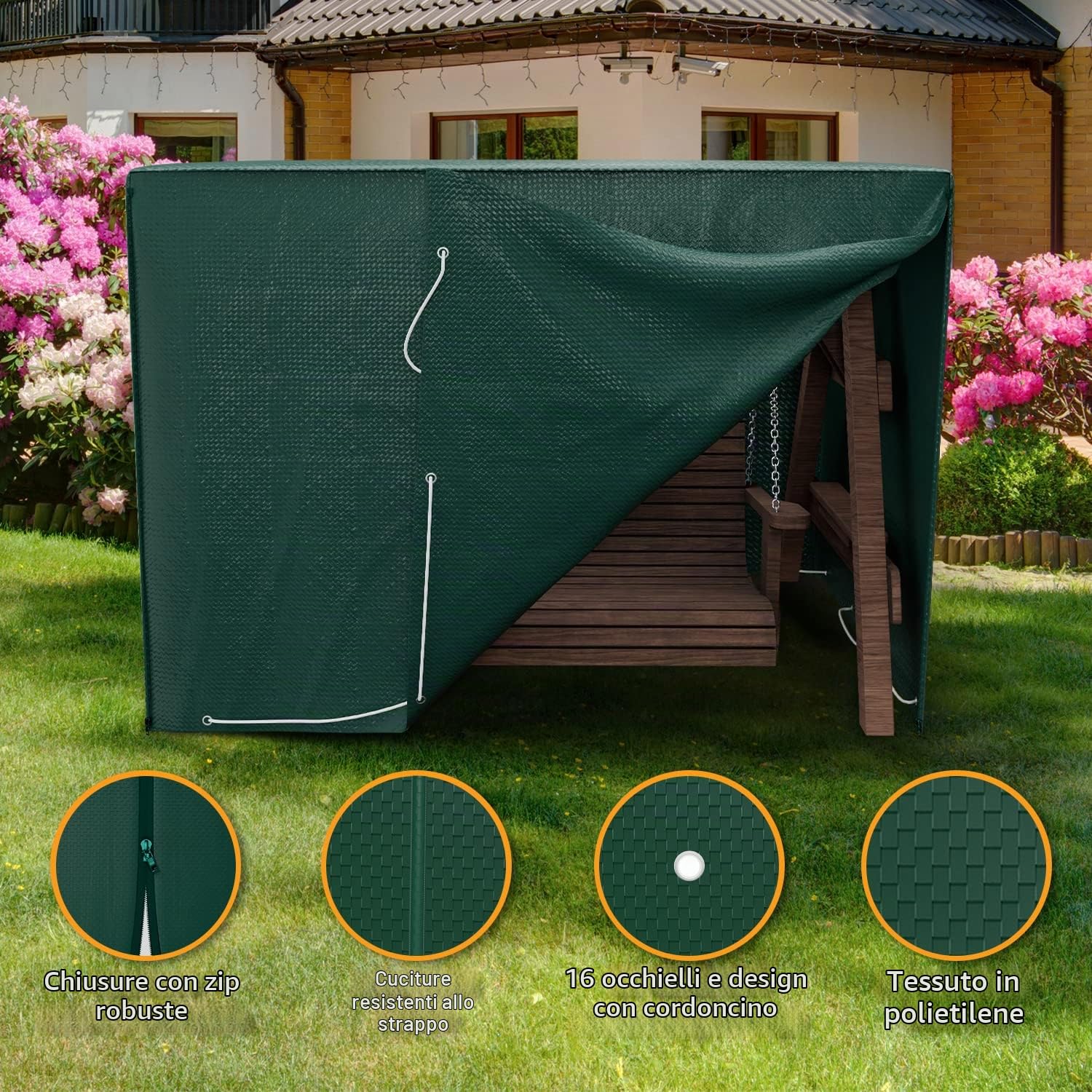 Coperchio di Protezione con Zip di Chiusura per Il Giardino Swing