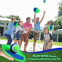 Vista 6 de Charniol Juguetes para niños, juego de lanzar y atrapar, juego de playa, juegos deportivos de pelota al aire libre, juguetes de nailon para niños