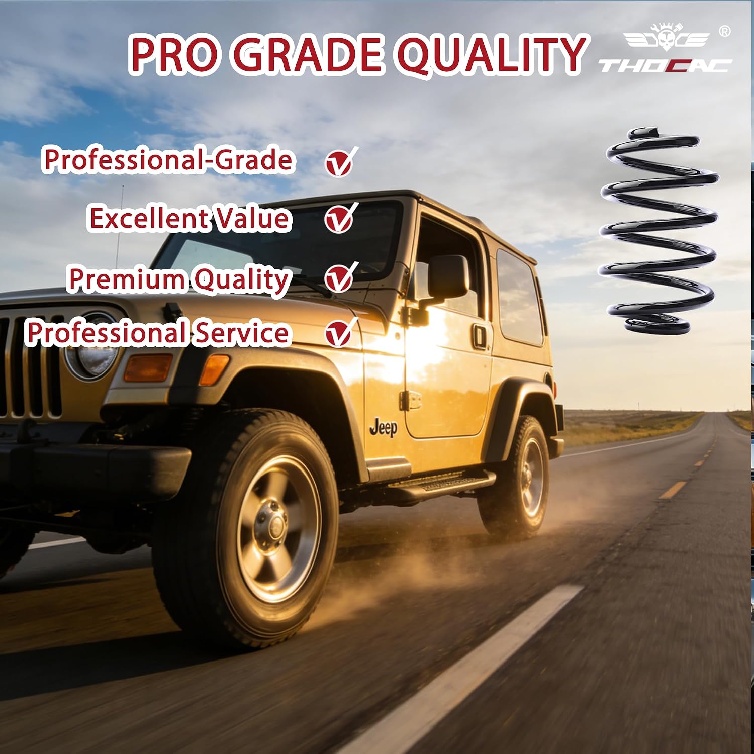 2Pcs Heavy Duty Rear Suspension Coil Spring Set Compatible with Jeep Wrangler 1997-2006, TJ 1997-2005, 2.4L 2.5L 4.0L, Replace# 3229(Black)