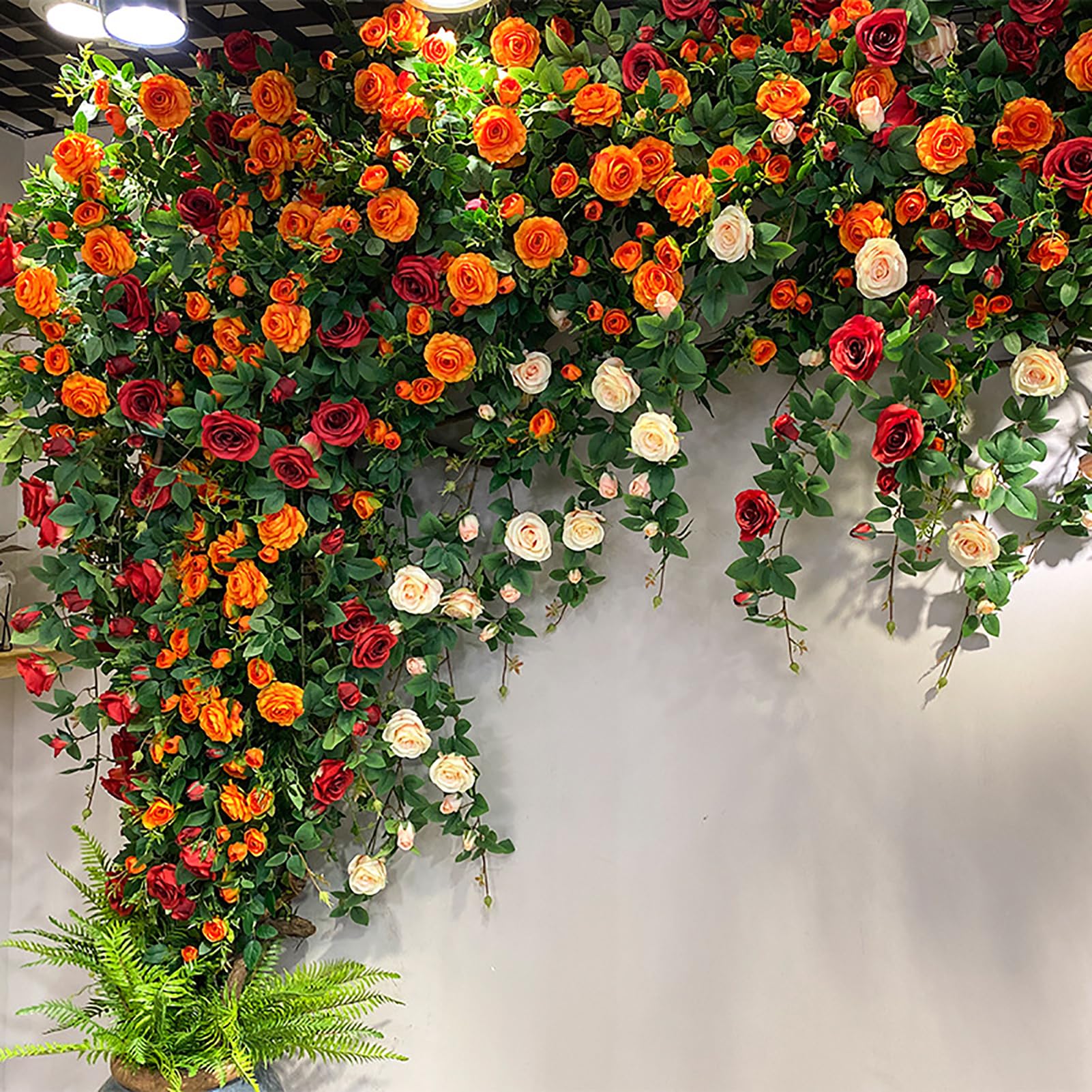 Künstliche Blumengirlande, Künstliche Blumenranke Mit Weißen Teerosen, Künstliche Kunststoffblumengirlande Für Hochzeits- Und Partydekoration, C,E,A