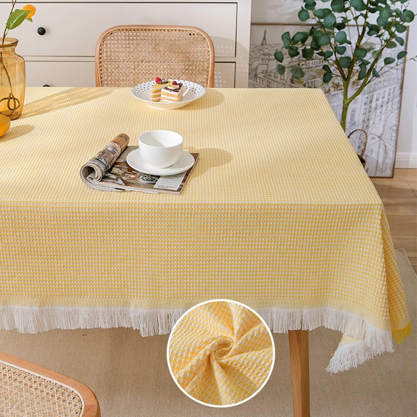 Tovaglie Antimacchia Cotone Poliestere, Giallo, 180x230CM