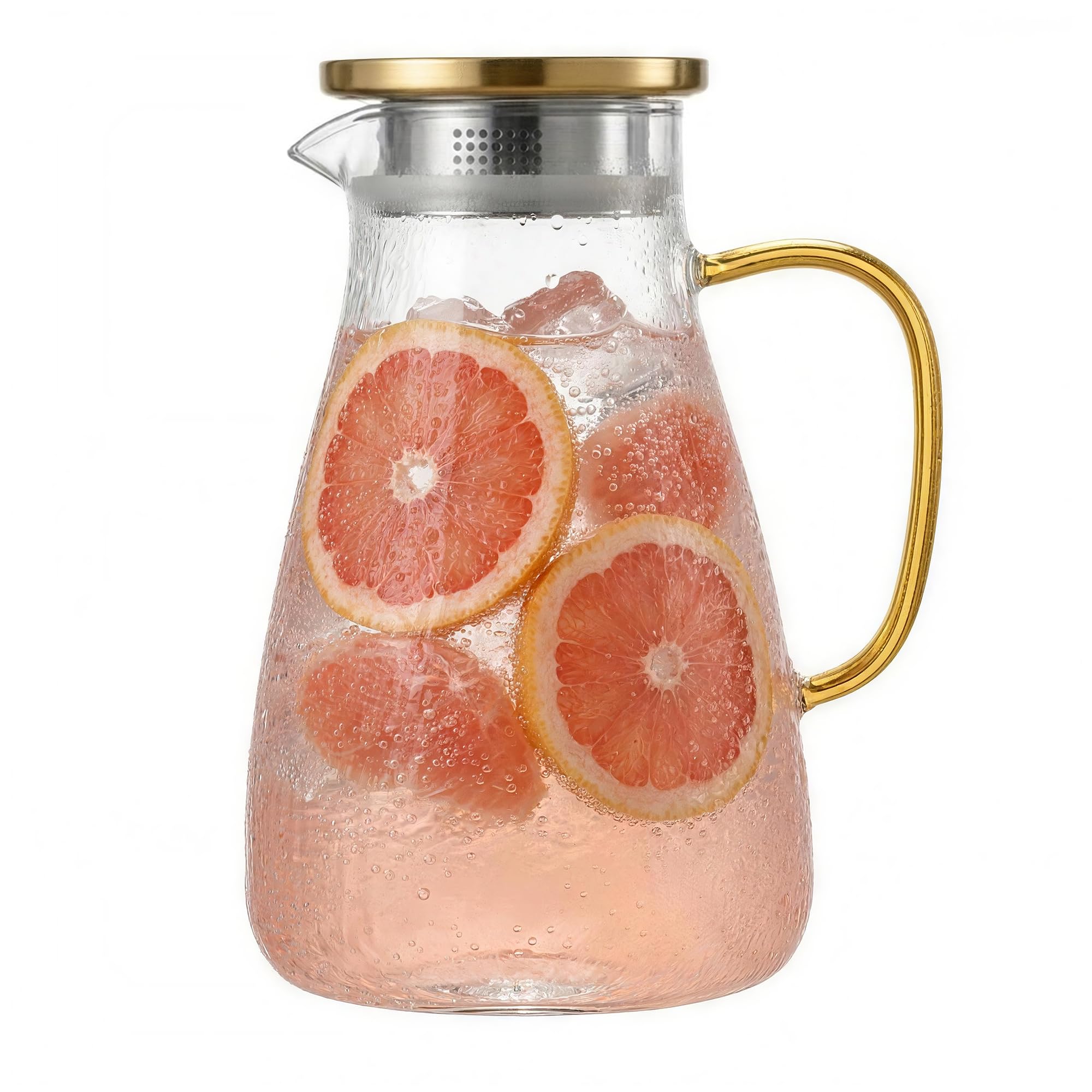 Glass Water Jug with Stainless Steel Lid, 1.8 Litre Borosilicate Glass Pitcher for Fridge Door, Hot & Cold Beverage Carafe with Handle, Clear Transparent Juice Dispenser, Microwave & Freezer Safe โ image 1