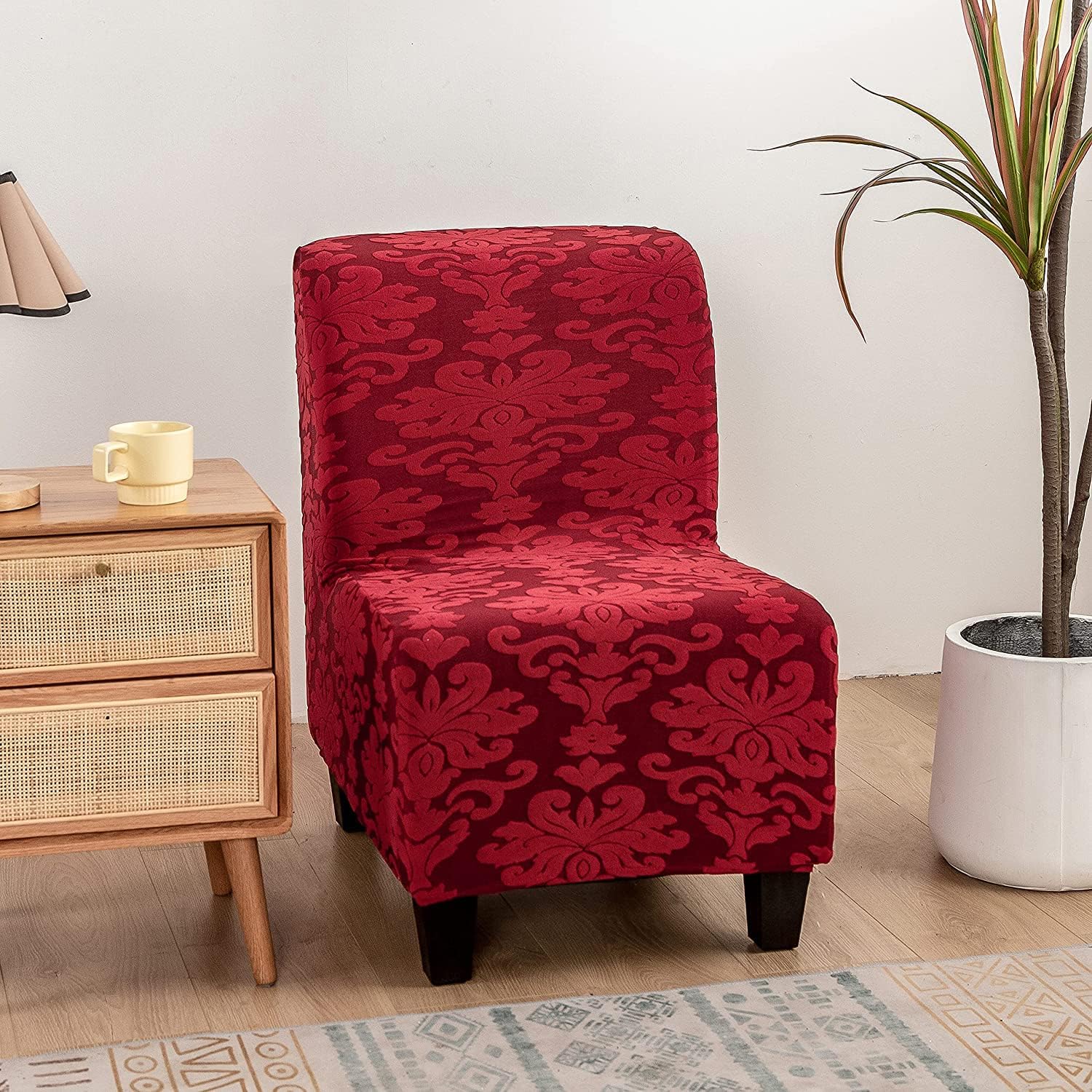 Stretch Armless Chair Slipcover, Jacquard Slipper Chair