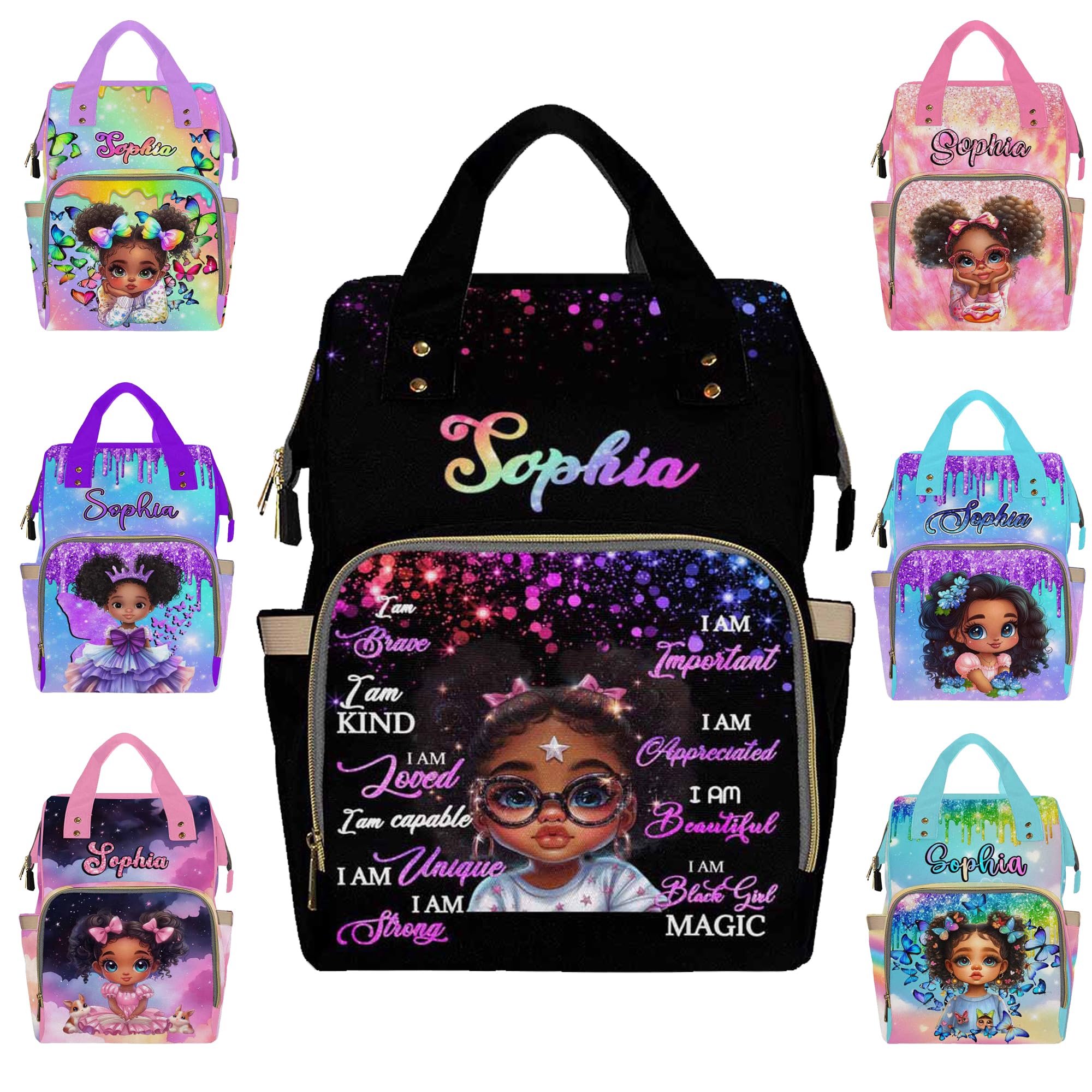 InterestPrint Personalized I'm Loved I'm Brave Diaper Bag Nursing Baby Bags Nappy Bag Travel Daypack for Mom Dad