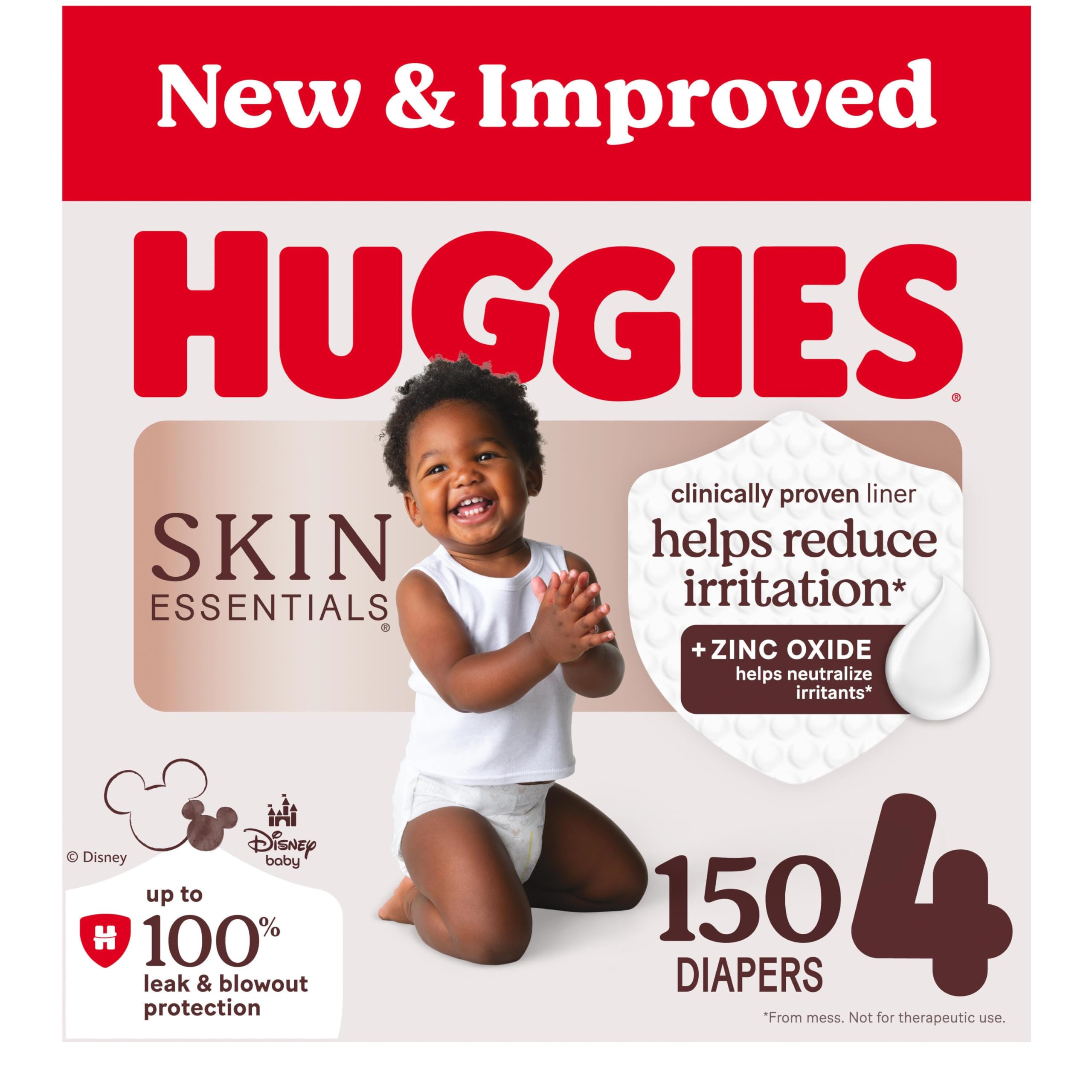 Photo 1 of Huggies Size 4 Diapers, Skin Essentials Baby Diapers, Size 4 (22-37 lbs), 150 Count (6 Packs of 25), Packaging May Vary