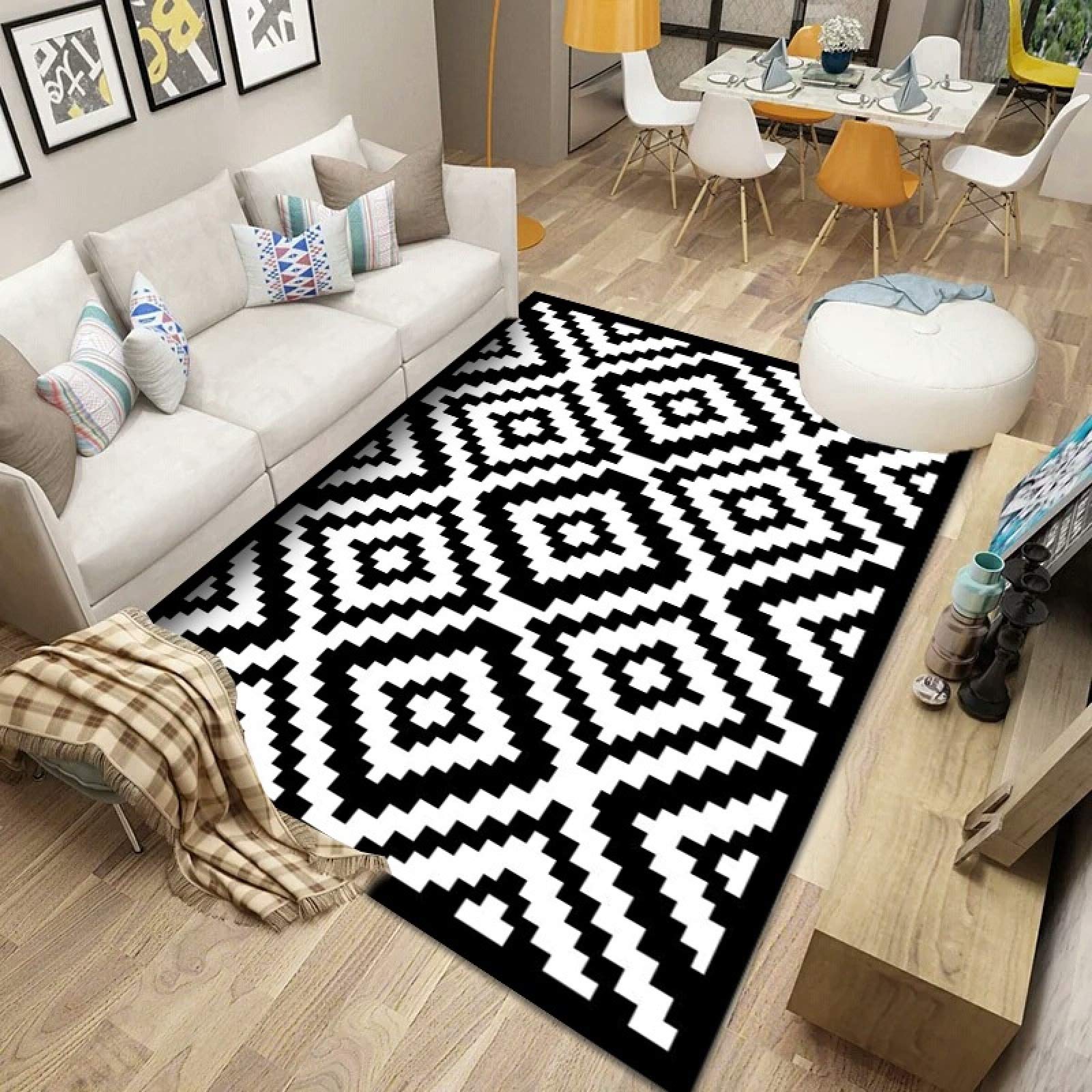 Tapis de salon antidérapant et lavable en machine