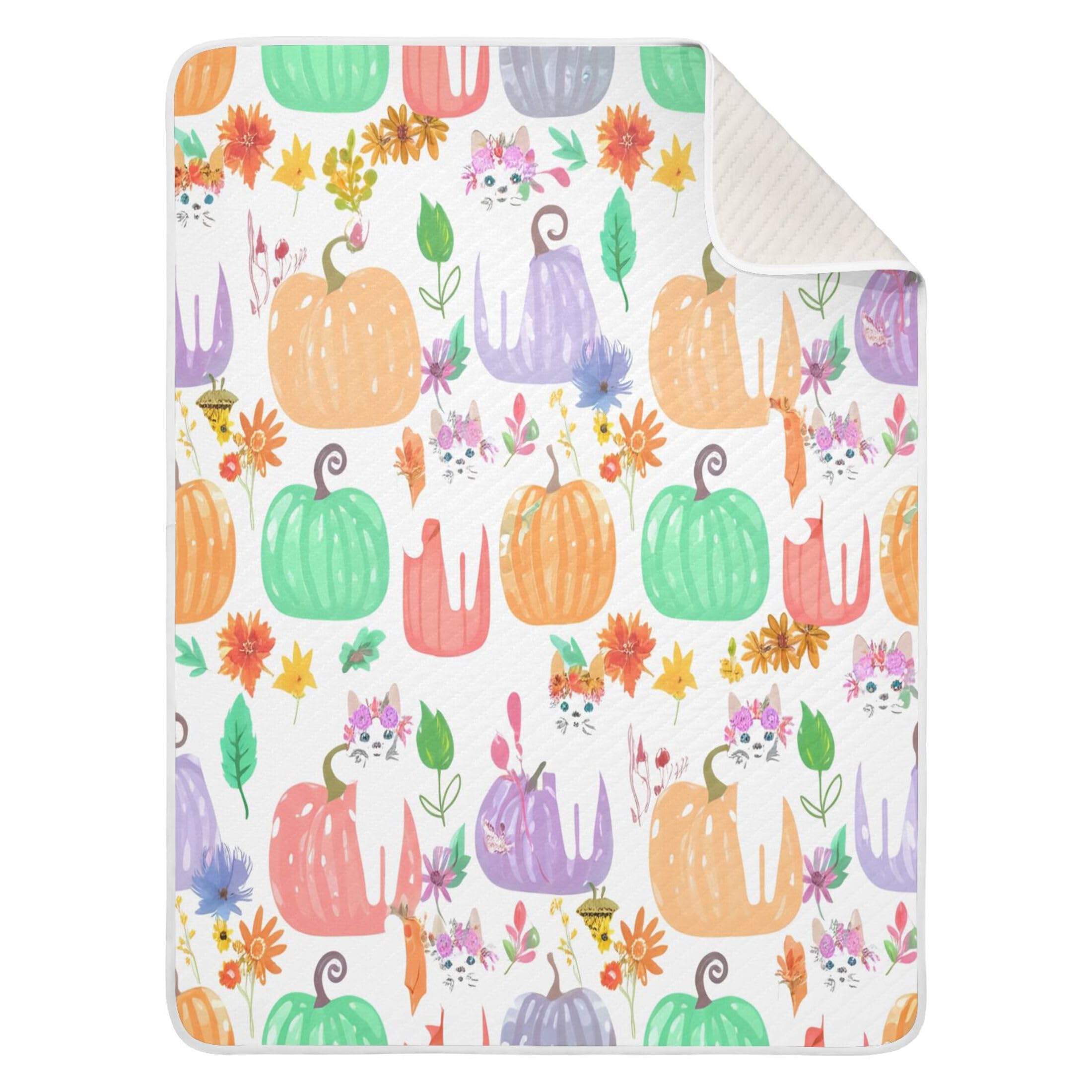 Burbuja White Cats in Pumpkins Baby Blanket for Boys Girls, Nursery Soft Warm Swaddling Receiving Baby Blankets, 30x40 in Toddler Blanket