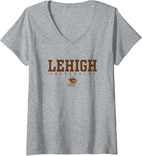 Womens Lehigh University Mountain Hawks Stacked V-Neck T-Shirt