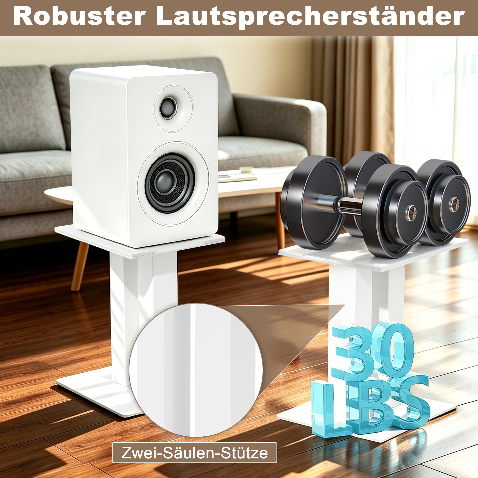 OUUTMEE Set di 2 supporti per altoparlanti da ufficio, fino a 13 kg, grande