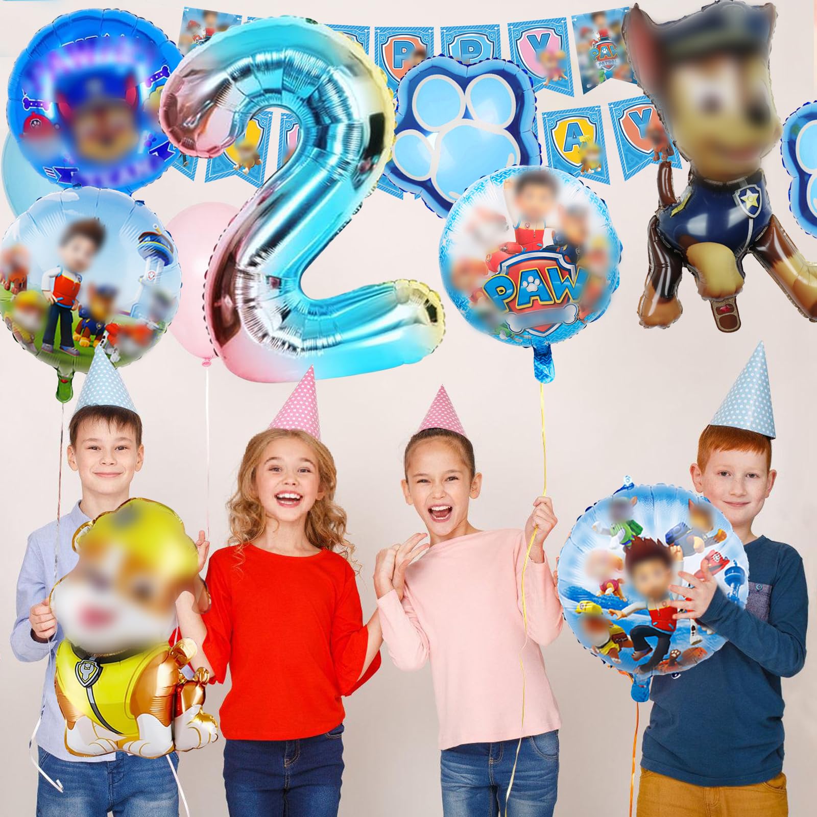 Paw Dog Geburtstagsballon-Set Für 2. Geburtstag – 10 Stück Folienballons Mit Hundemotiven