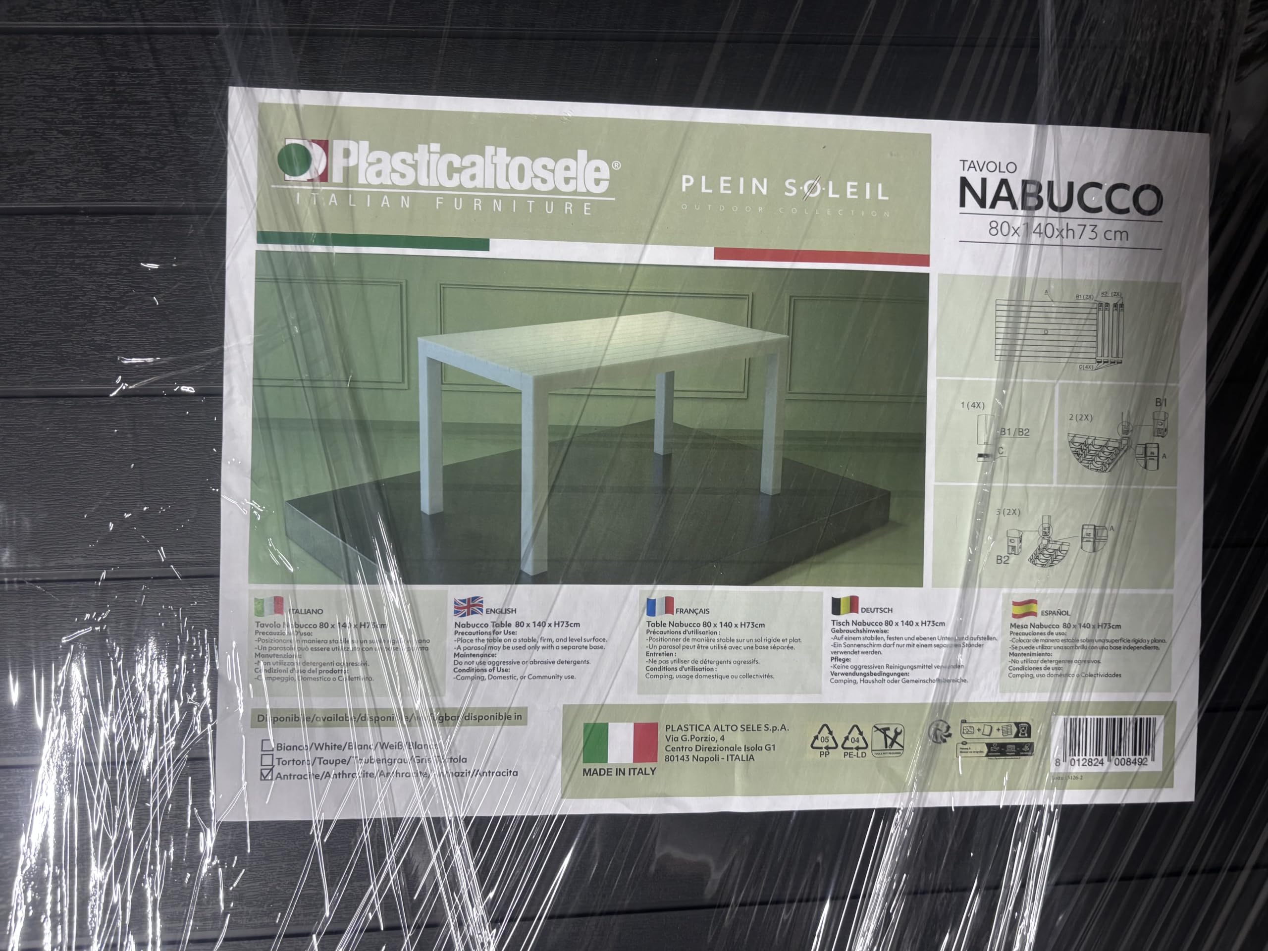 Generico Tavolo da Giardino Nabucco Rettangolare Antracite