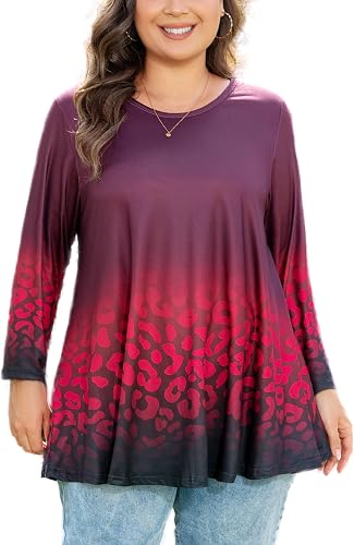 splensive Womens Plus Size Tops - 3/4 Sleeve Tunic Loose Fit Dressy Ladies Casua