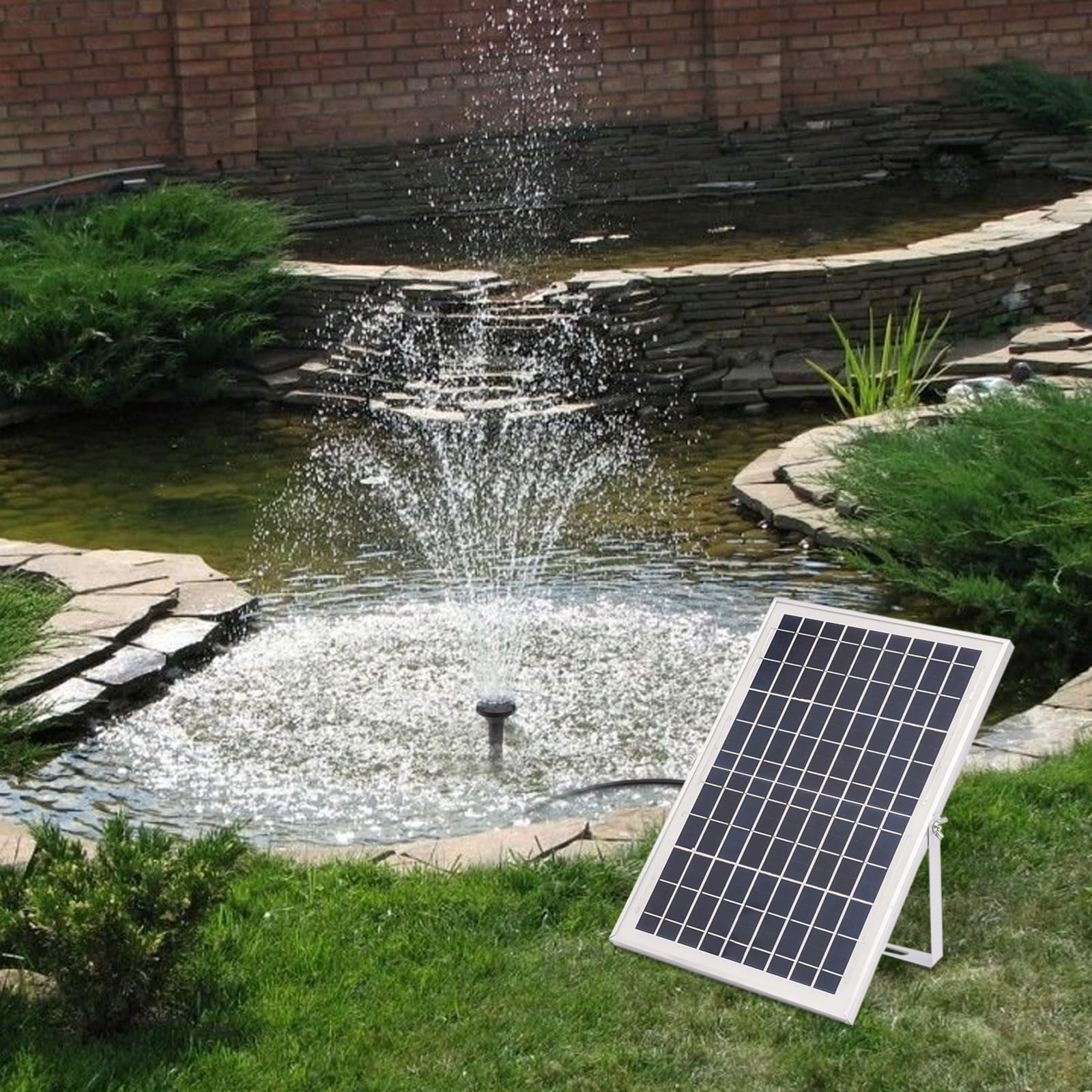Fontana solare da 10 W, pompa solare per laghetto, pompa dell'acqua solare per esterni, giardino, stagno, contenitore per pesce, gioco d'acqua fai da te, IP68, max. altezza 1,5 m