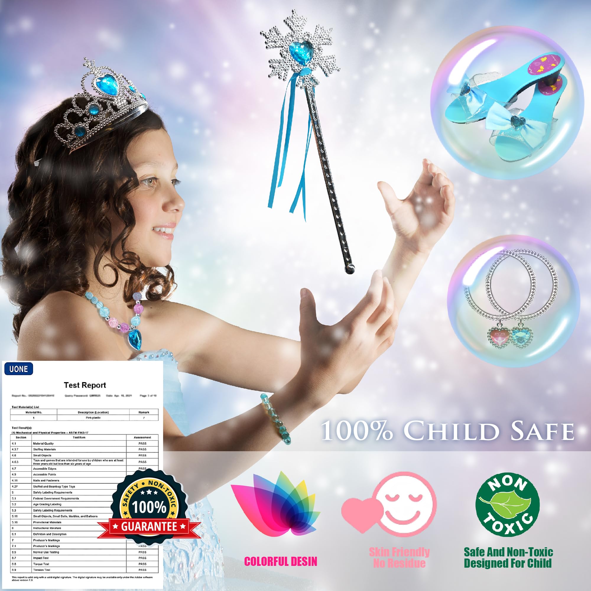 Princess Dress Up dziewczęce buty – buty dla małych dzieci do zabawy i udawanie biżuterii, zestaw akcesoriów, zabawka dla dzieci z koroną, pierścionek, bransoletka dla małych dziewczynek w wieku 3-6
