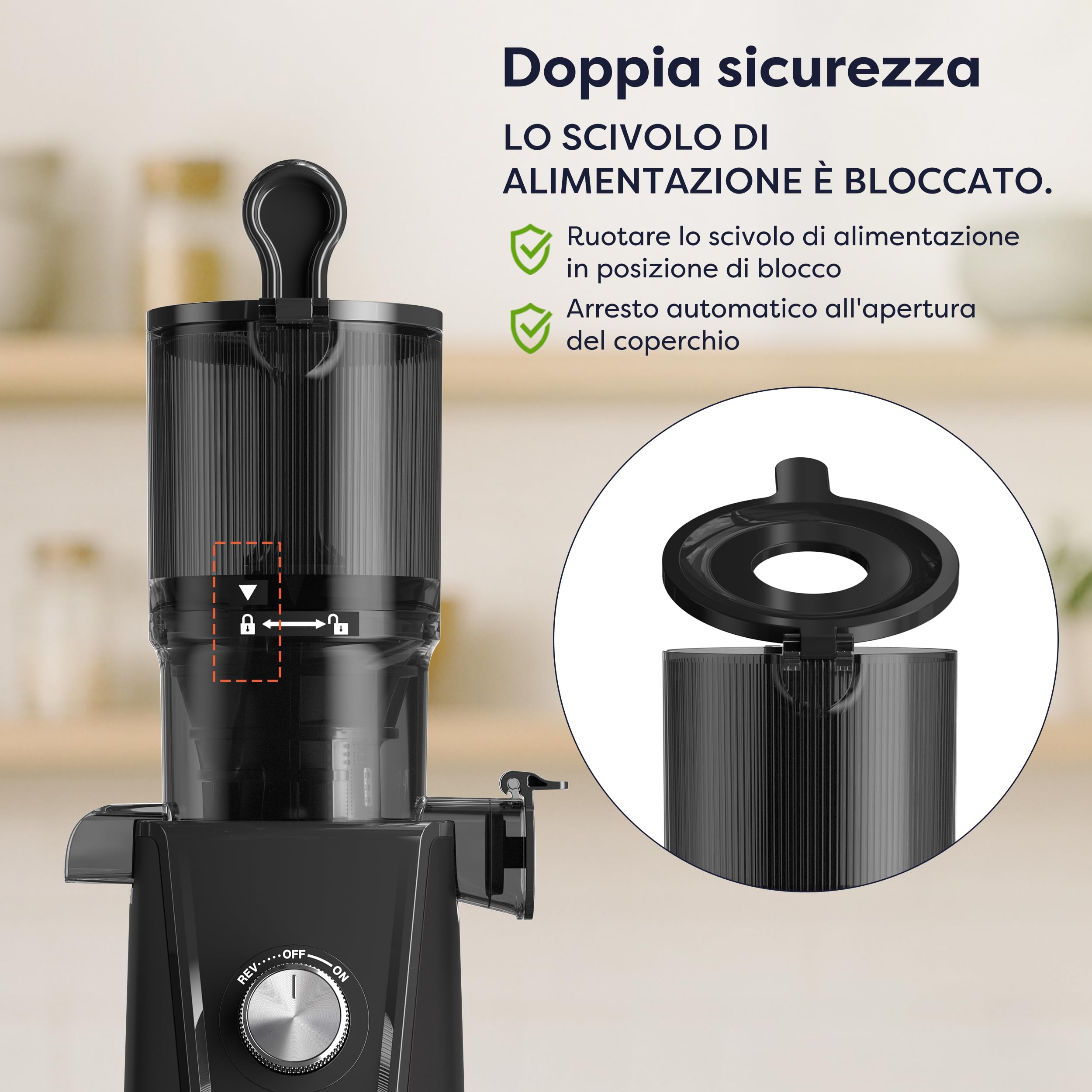 Ciarra AWSJ046-B Estrattore Frutta e Verdura, Estrattore di Succo Lento con Apertura di Alimentazione da 108 mm, SENZA BPA, 1.2L Capacità, Per frutta e verdura intere, 200W, 2 Bicchieri-NERO