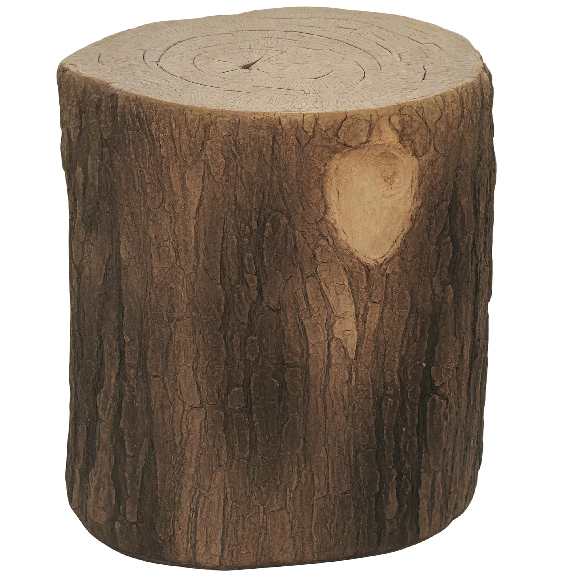 Outsunny Sgabello decorativo da giardino Ceppo d'albero Sgabello decorativo a forma di ceppo d'albero Uso multifunzionale Panchina stabile e robusta per terrazza patio Ø38x42 cm Legno naturale