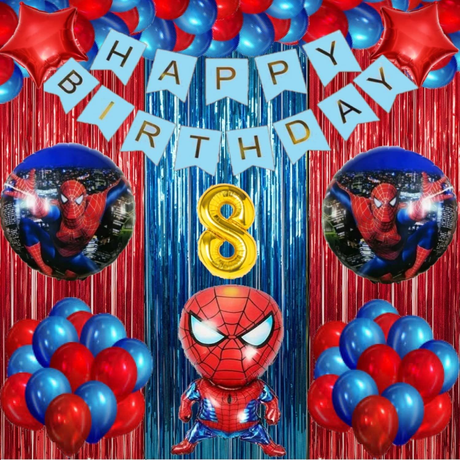 Urban Classic SpiderMan theme Happy Birthday Decoration kit for Boys and Gilrs | Birthday decoration items (8th Birthday)