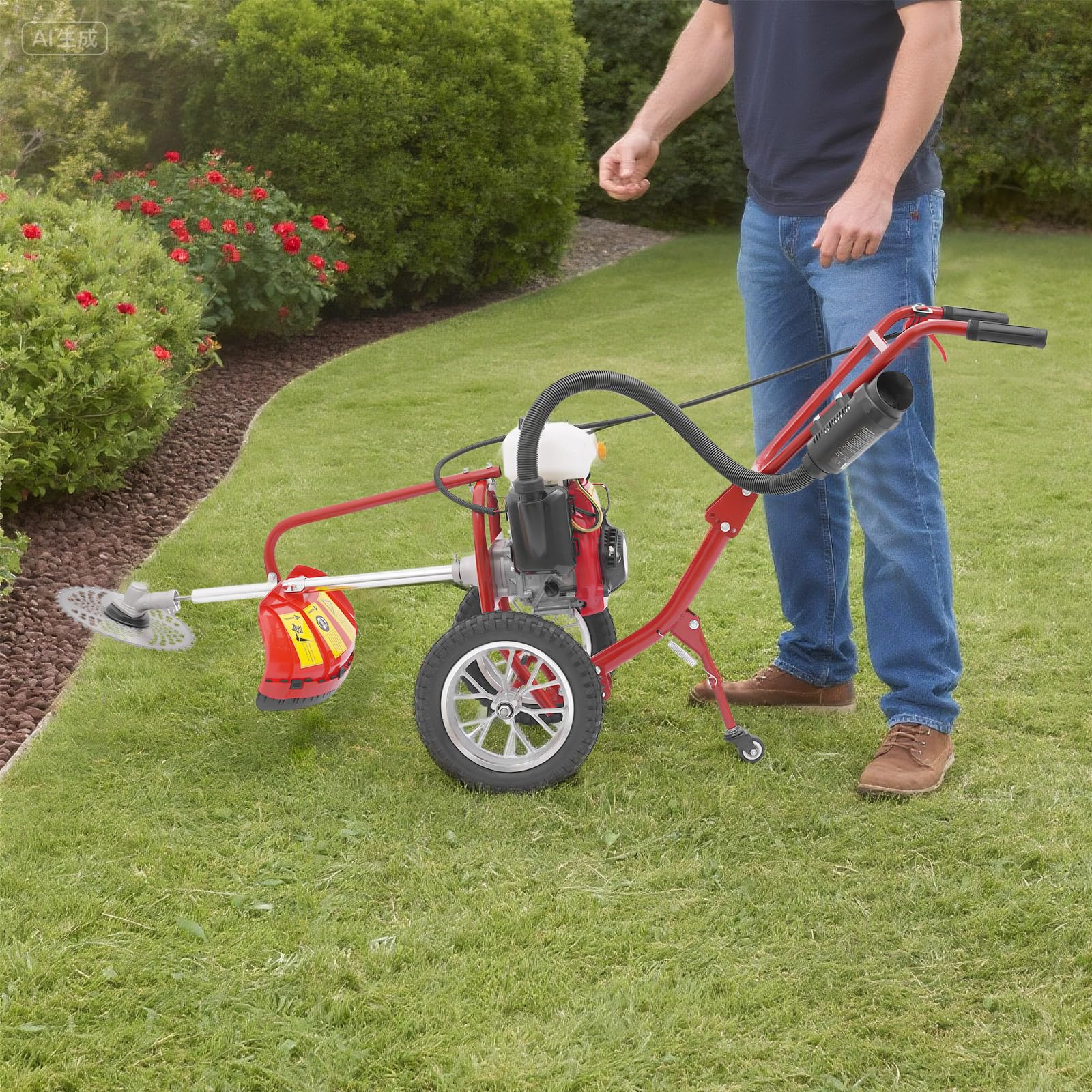 Motozappa a benzina, 4 CV, 63 cc, motozappa da giardino, macchina per la lavorazione del pavimento con avviamento a fune, profondità di lavoro di 10 cm, raffreddata ad aria, adatta per la lavorazione