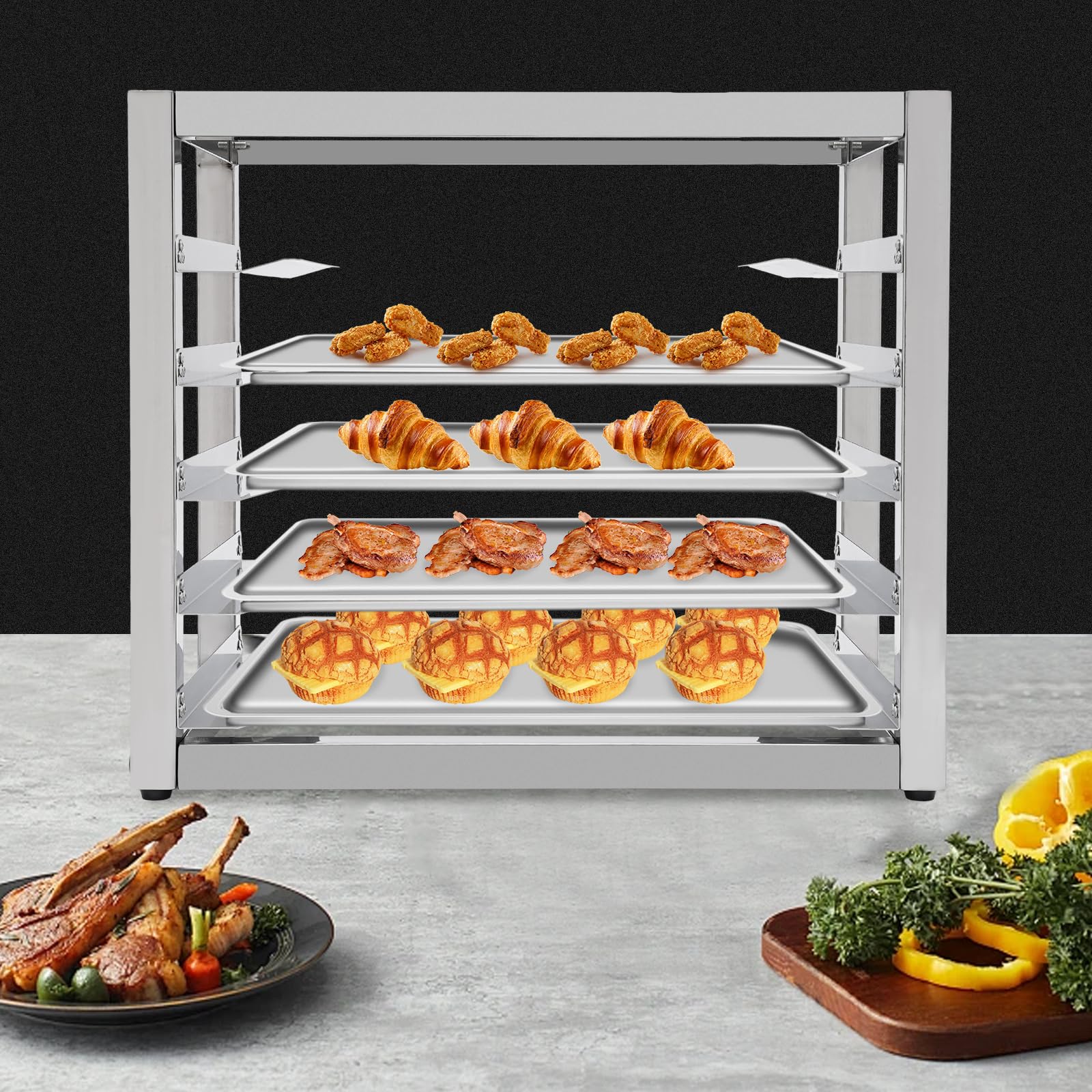 6-Pfannen-Gestell, Wandmontage, Blech-Backblech-Gestelle, Edelstahl, Handelsqualität für Bäckereien, Restaurants, Heimküche, 28" x 18" 21"