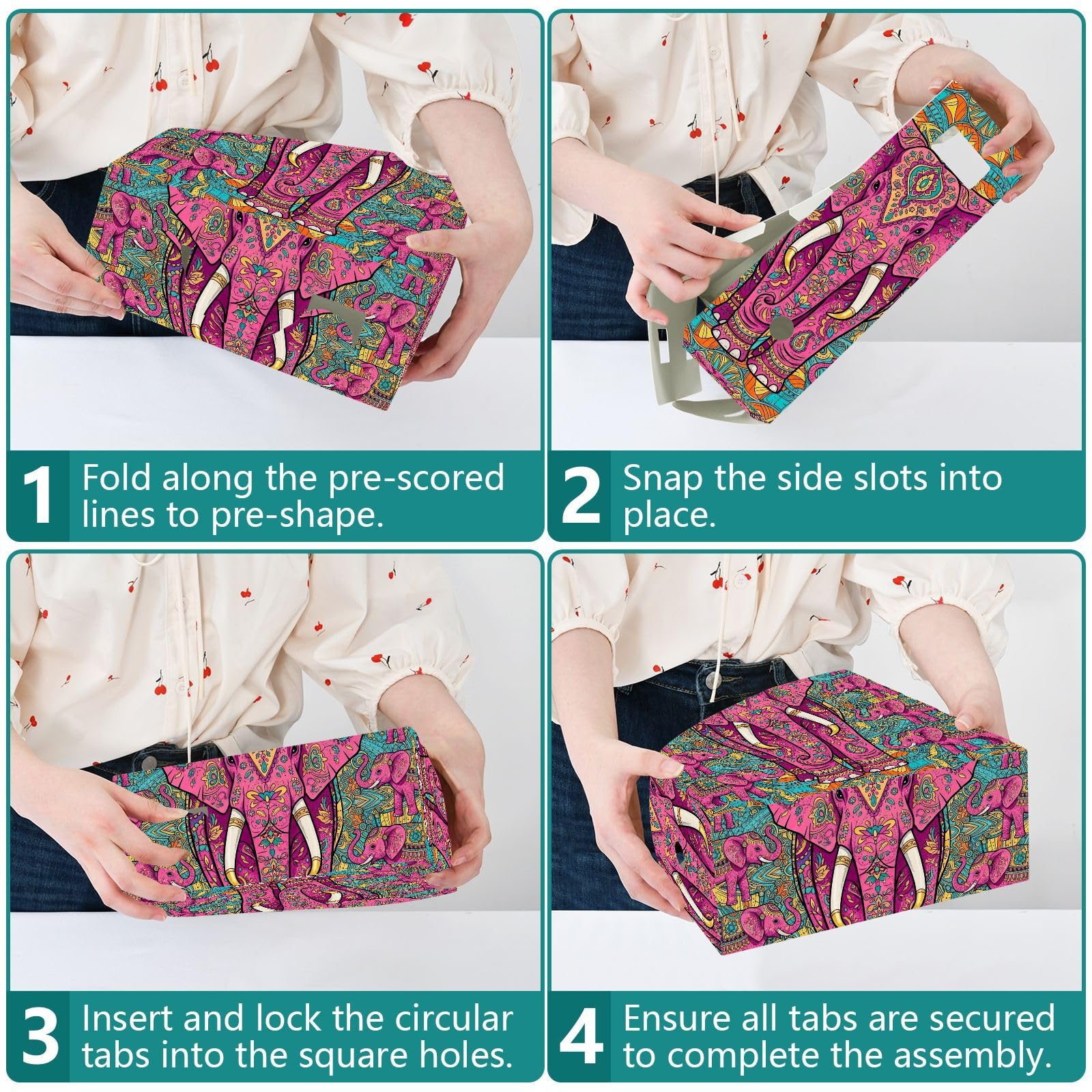 Colorful Elephant Pink Paper Organizer per scrivania