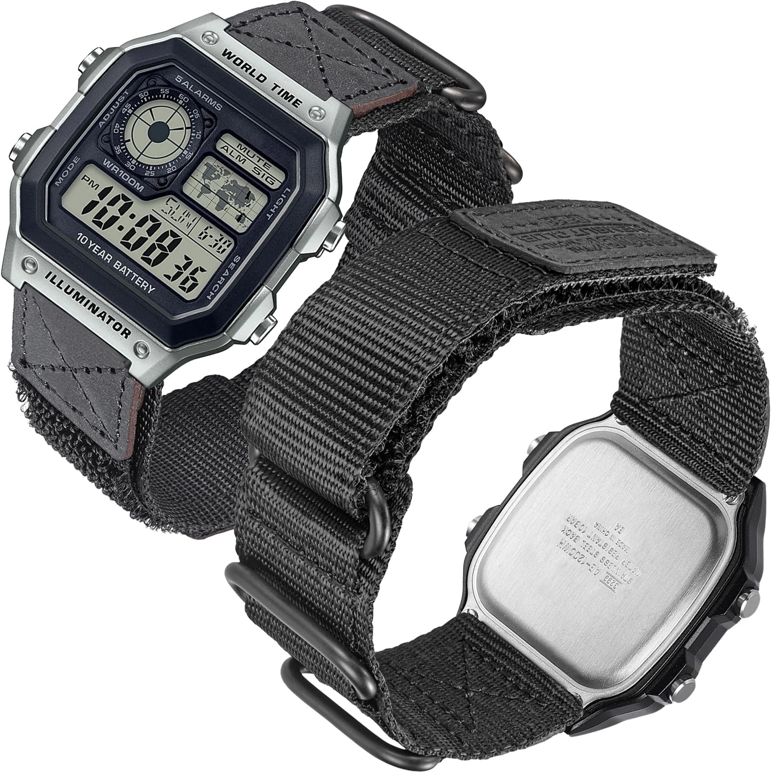 Hemsut Watch Band for Casio Mens G-Shock AE1200 AE1300 Royale, Super Rugged Nylon Sports Strap Heavy Duty Replacement