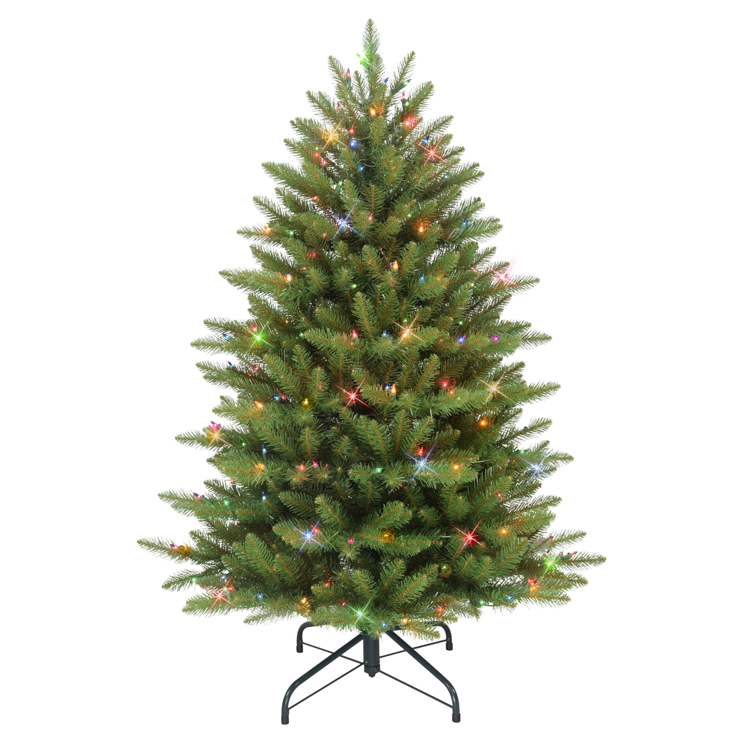 Photo 1 of Puleo International 4.5 Foot Pre-Lit Fraser Fir Artificial Christmas Tree with 250 UL-Listed Multi-Color Lights, Green