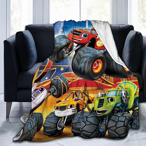 Manta con diseño de monstruo de coche, manta estampada de monstruo, 50 x 60 pulgadas, ultra suave, microcálida, manta de franela para dormitorio, el