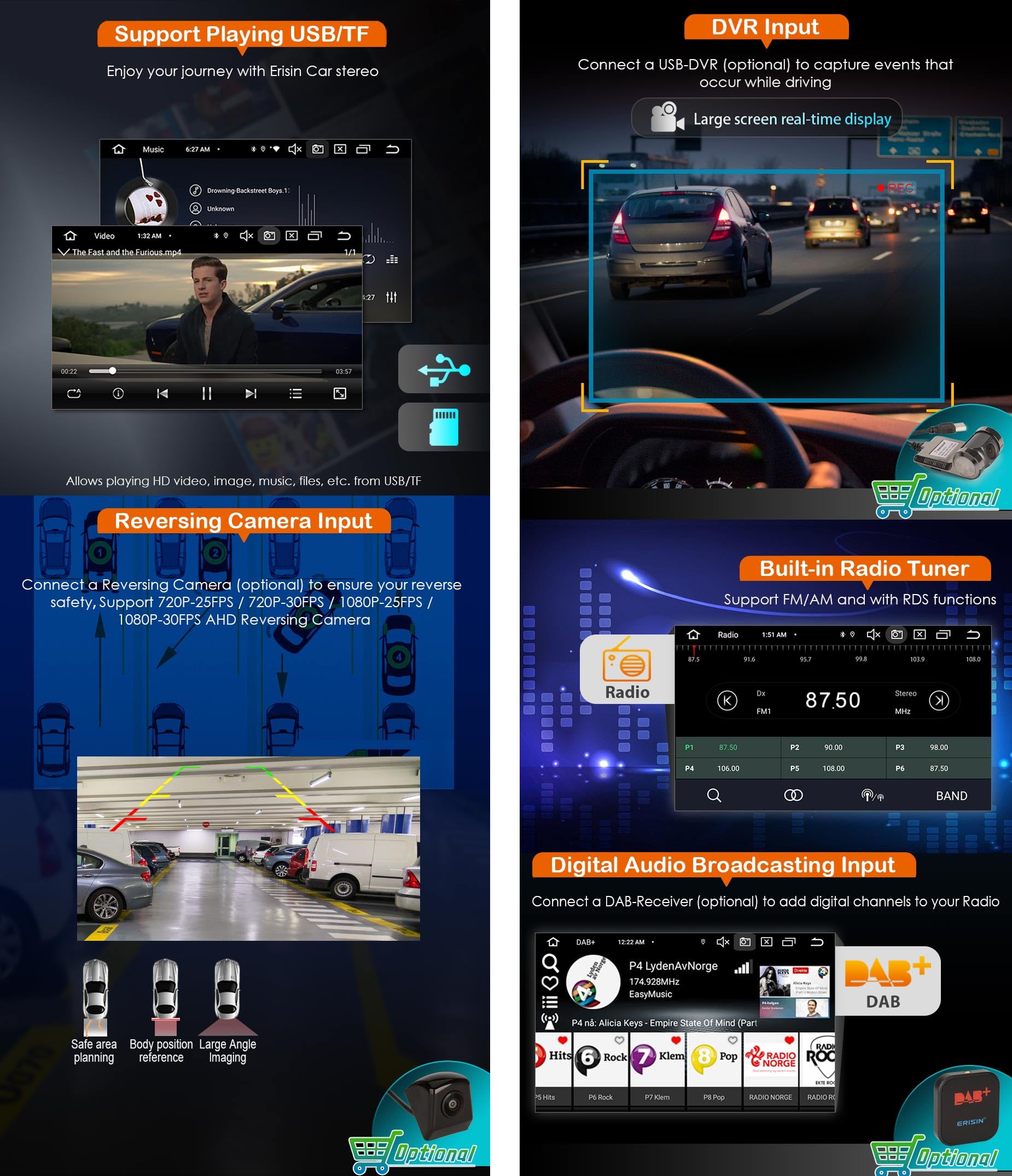 4Go+64Go Android 16 Autoradio pour Audi A3 S3 RS3 8P Sportback 2003-2012 | CarPlay Wifi Bluetooth 5.0 DSP Canbus Stéréo SWC Bluetooth 5.0 Ecran tactile soutien DVR OBD2 TPMS