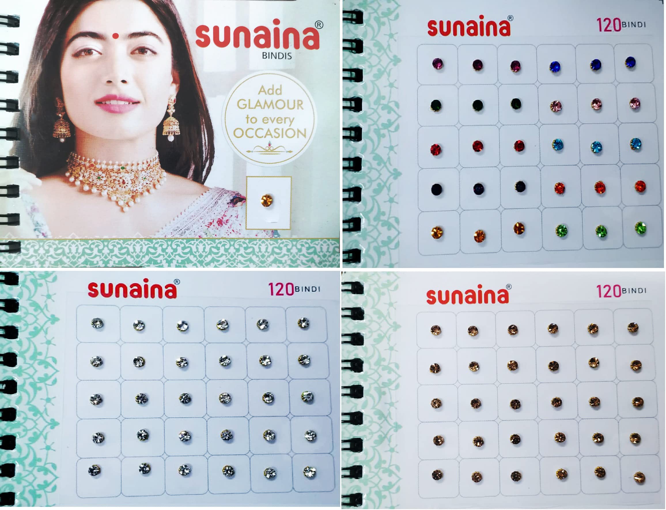 Sunaina (Original) New Mini Spiral Multicolor Kundan Stone Multicolor 120 Bindi Book For Women & Girl (SNMSSB-101) (Size-101)-image-11