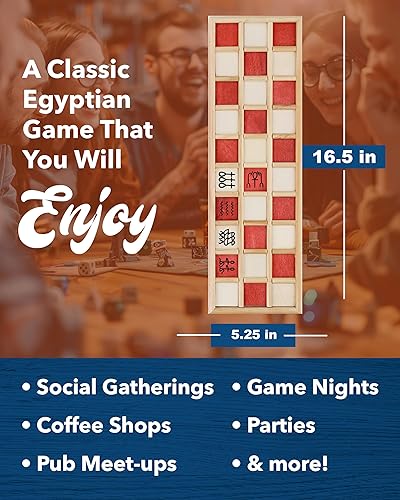 Miniatura 6 de WE Games Senet - Juego de mesa egipcio hecho a mano de madera maciza para educación histórica, apreciación cultural y estrategia, juego antiguo para