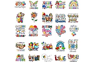 25PCS Autism Awareness Iron on Transfers HTV for Clothing Hats Pillows