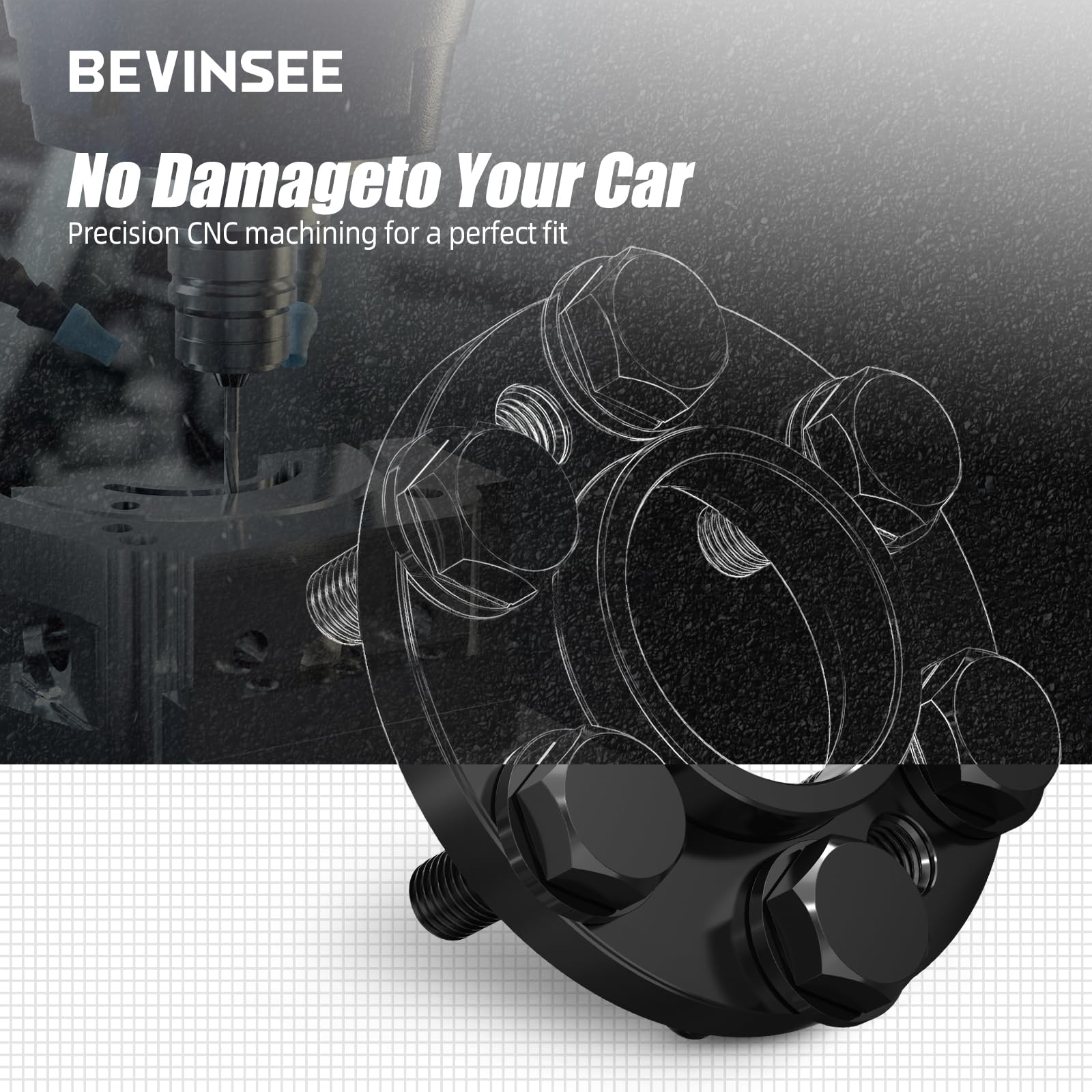 BEVINSEE LS To SBC Flexplate Spacer Kit - #45 Steel For GM 5.3L 5.7L 6.0L 6.2L With Bolts - View #3