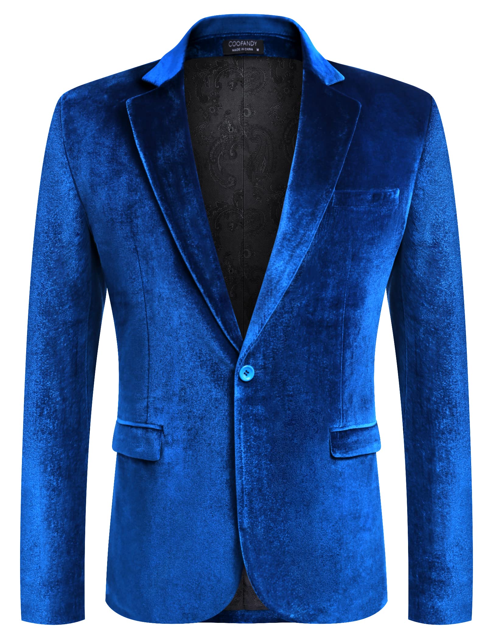 COOFANDY Men's Velvet Blazer Notched Lapel Velour Suit Jacket One ...