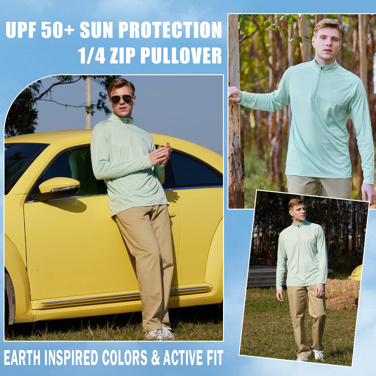 NAVISKIN Camicia da Uomo Rash Guard UPF 50+, con Protezione Solare, a Maniche Lunghe, ad Asciugatura Rapida, Leggera