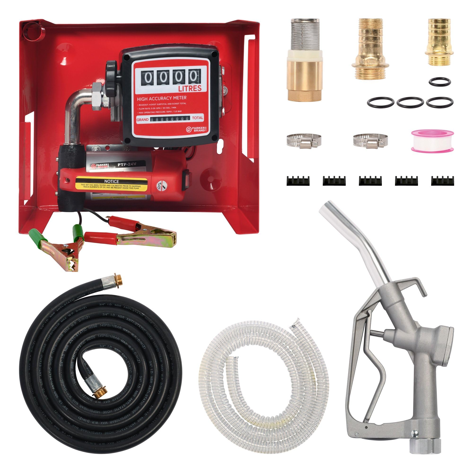 24V Wall Mounted Diesel Transfer Fuel Pump Kit 24V - With Fuel Meter