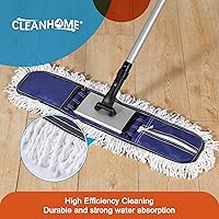 Vista 3 de Trapeador de polvo comercial de 24 pulgadas para limpieza de suelos, trapeador de piso resistente con mango largo extensible de 59 pulgadas