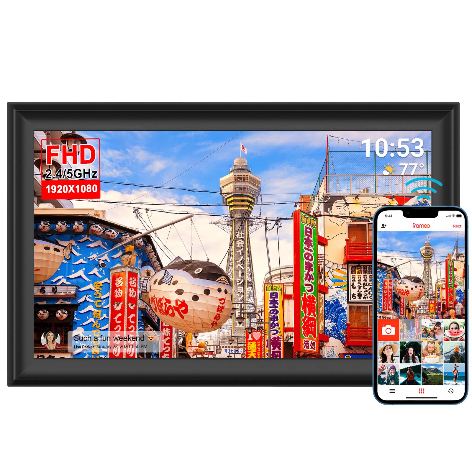 Wi-Fiデジタルフォトフレーム 21.5インチ 1920×1080解像度
