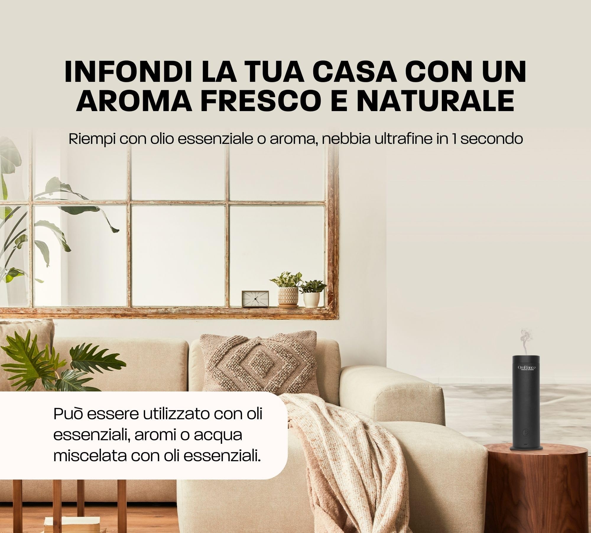 Diffusore di Oli Essenziali Senza Acqua e Calore | Nebulizzazione Oli Essenziali, proprietà preservate | Umidificatore Ambiente per casa diffusore Oli Essenziali | App-Control (300m³, Nero)