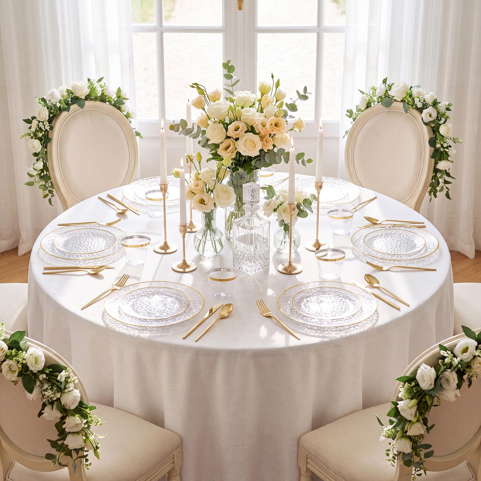 Gold Disposable Plates Set - 180 Piece Party Dinnerware -9 Gold Disposable Plates Set - 180 Piece Party Dinnerware -9