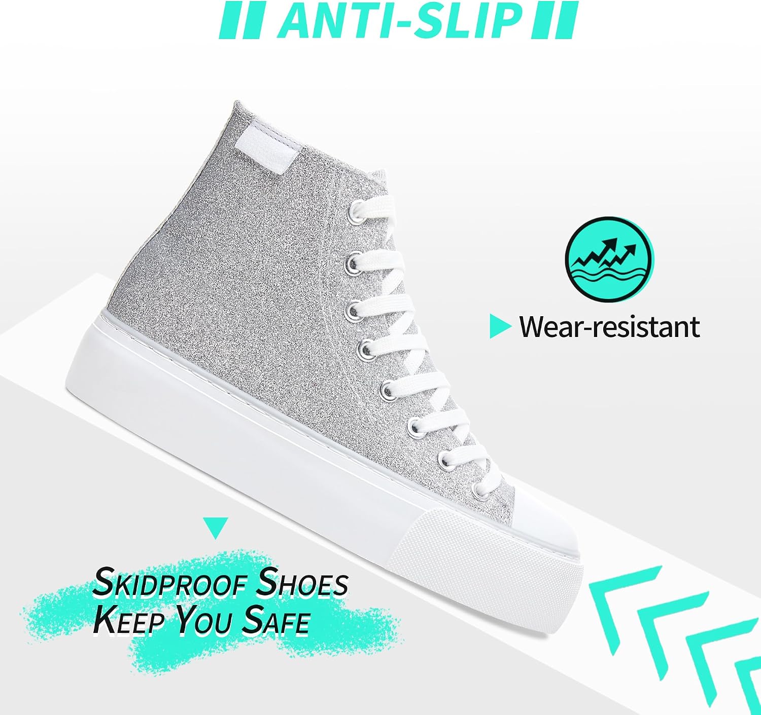 ALTOCIS Glitter Platform Fashion Sneakers,Sparkly Bling Mid Calf Sneaker for Women,Cute Comfortable Platform High Top Sneakers