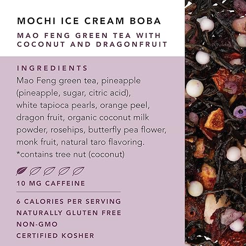 Miniatura 2 de Pinky Up Mochi Ice Cream Boba Tea Sachets - Té verde de hoja entera baja en calorías - Regalo Boba 12 bolsas de té biodegradables