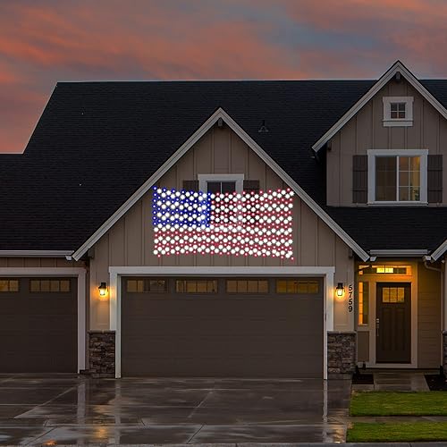 Miniatura 3 de Red LED de bandera estadounidense, impermeable, letrero patriótico de Estados Unidos para interiores y exteriores, decoración del Día de la