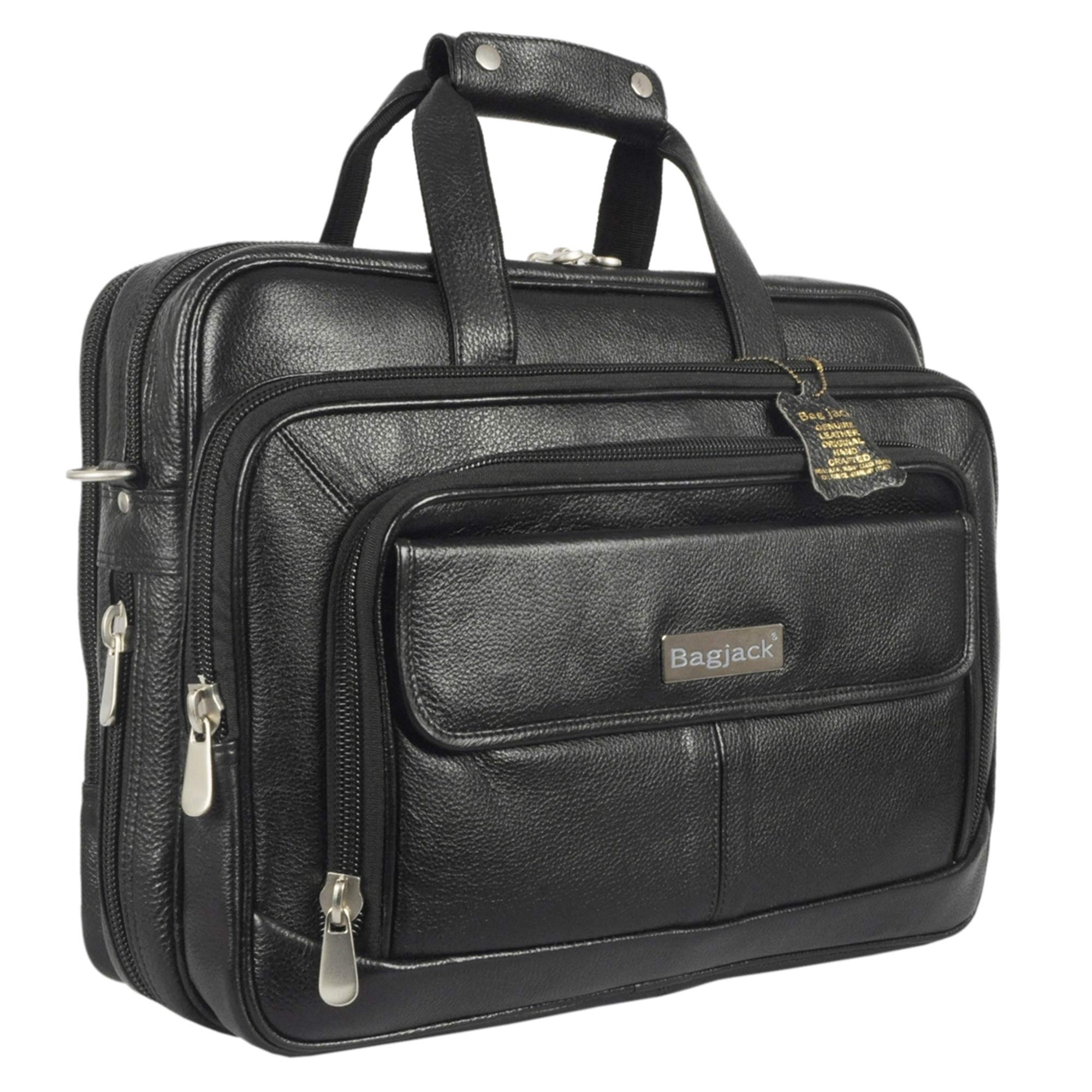 BAG JACK Avior Genuine Leather Laptop Briefcase Men/Women Handmade Messenger Adjustable Shoulder Business Office Travel Compatible MacBook Air/Pro Upto 17 Inch Expandable Bags