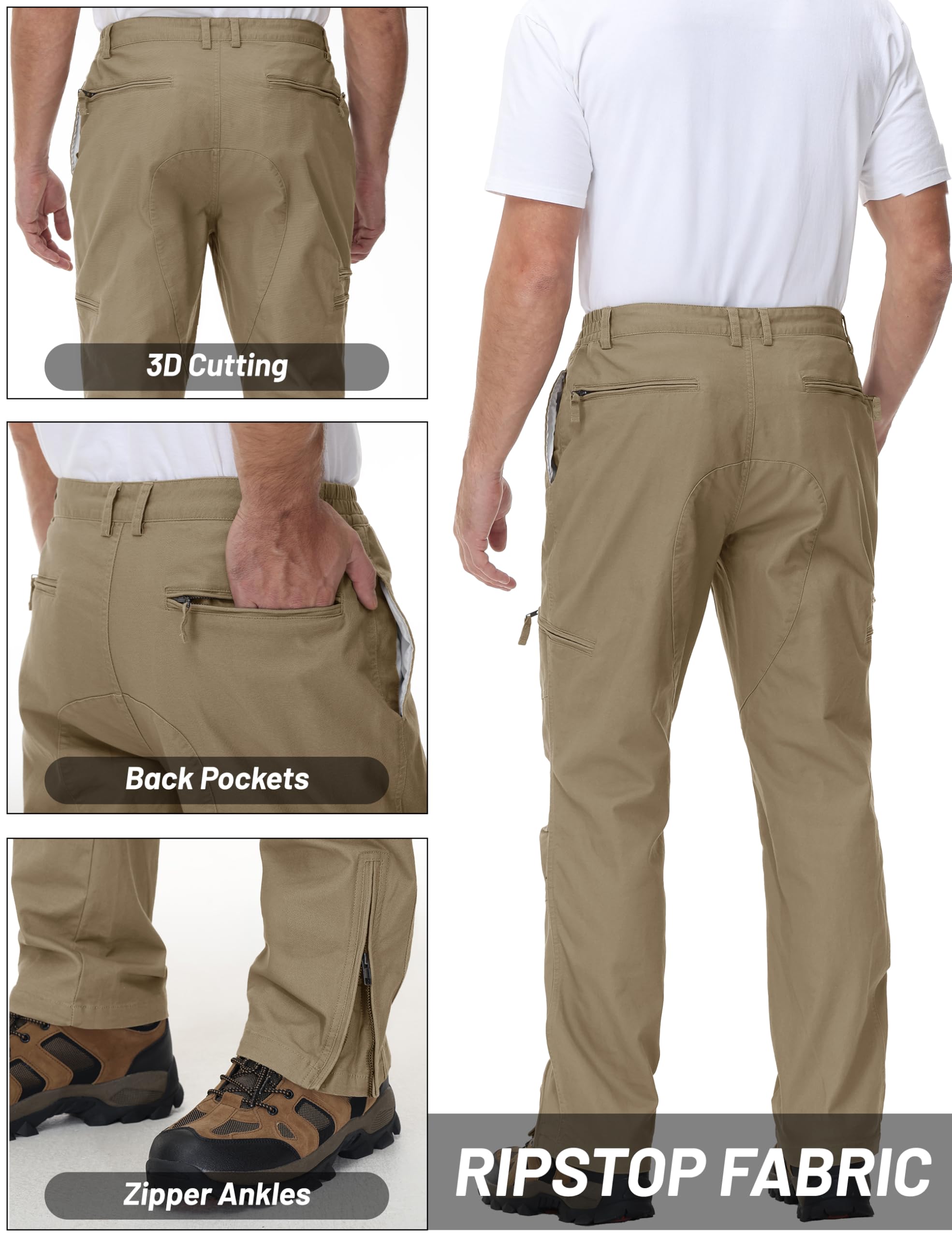 MAGCOMSEN Pantalones tácticos de Combate de algodón Liso de Verano para Exteriores con múltiples Bolsillos para Hombres