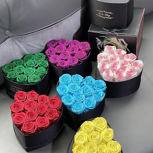 Miniatura 5 de Kylin Glory Flores preservadas para entrega Prime  Ramo de rosas Forever de 12 piezas, diseño en forma de corazón, regalos para mamá, esposa o
