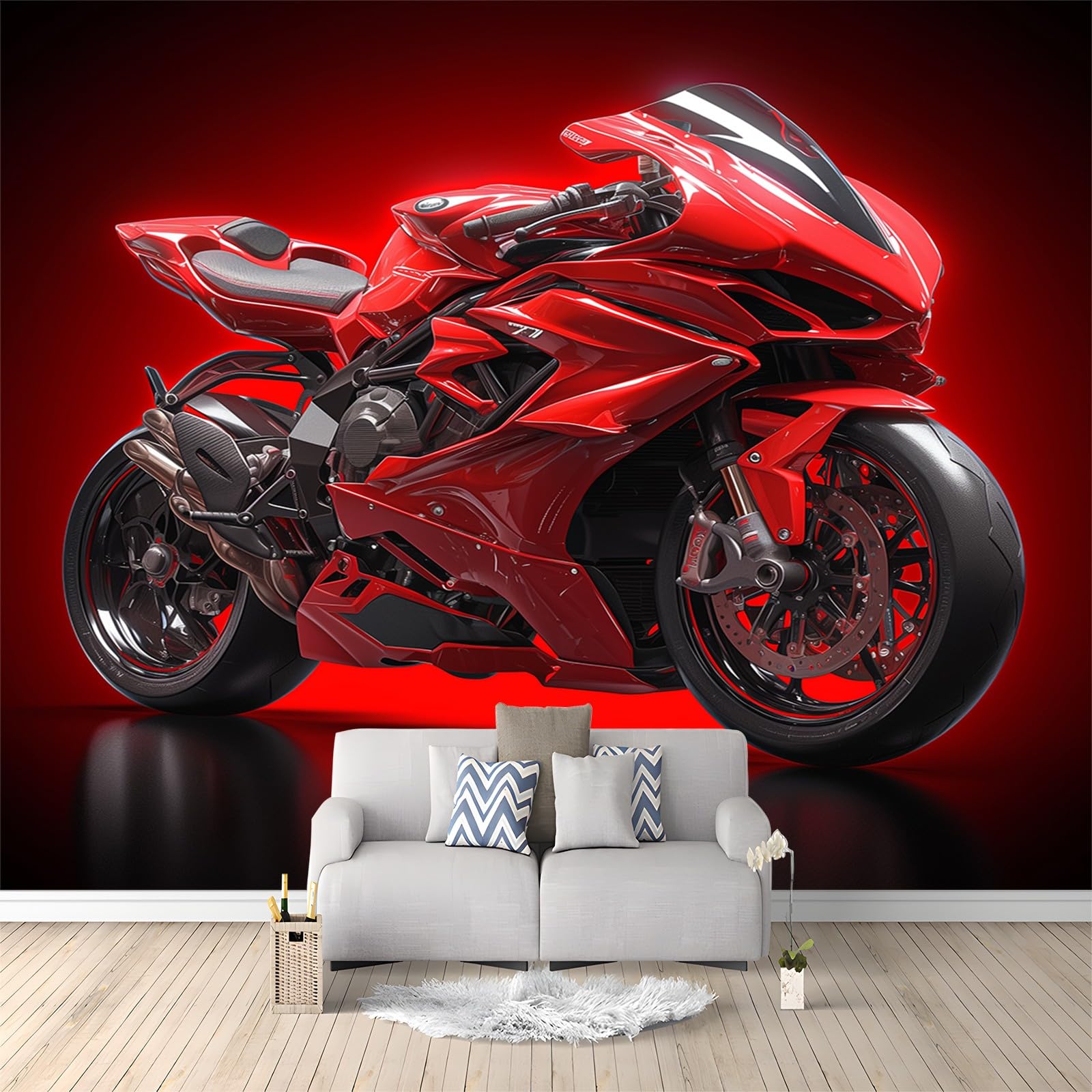 Papier peint intissé Moto rouge pour une chambre d'enfant moderne