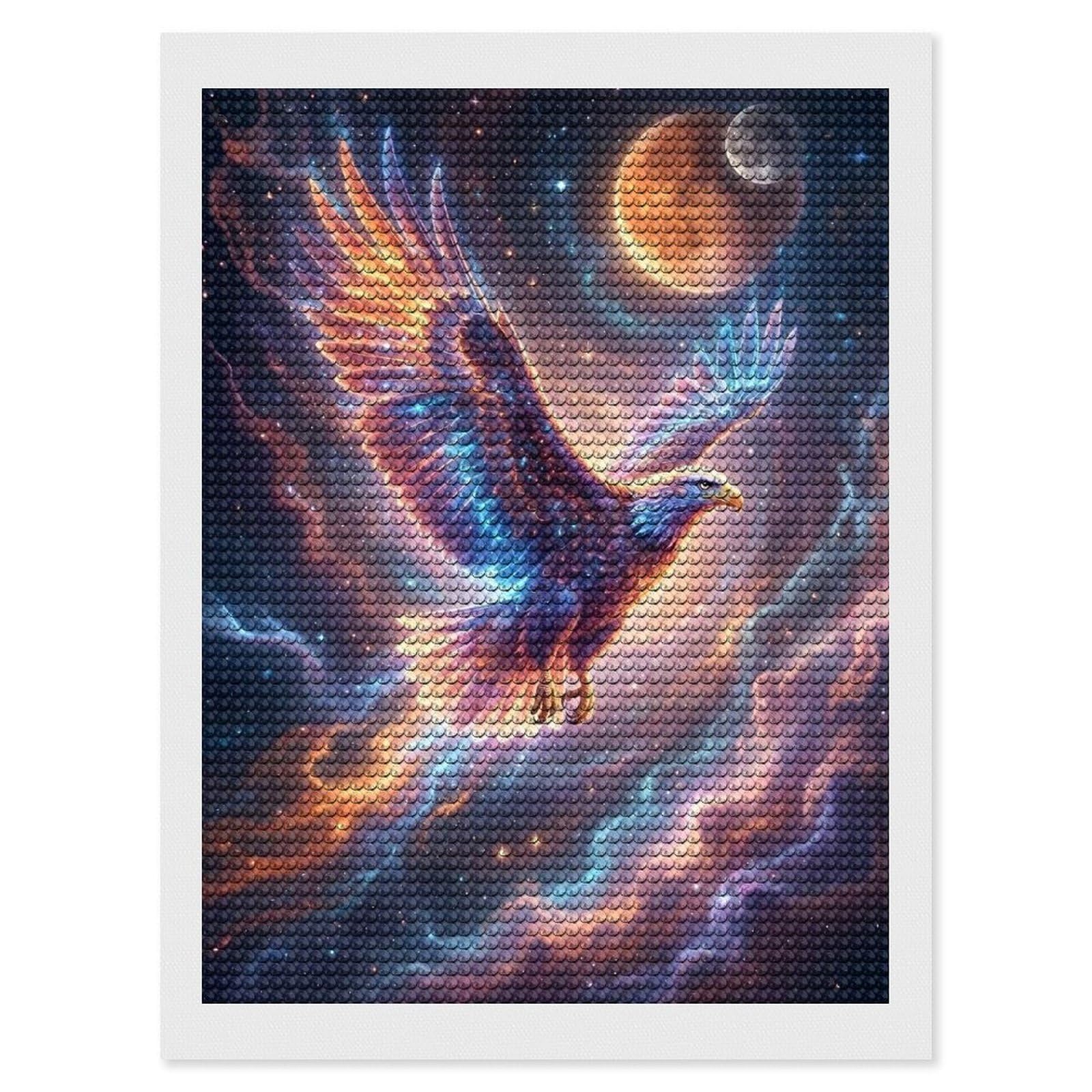 Junmoney Cosmic Eagle in Nebula Diamond Art Canvas 12"x16", for Teens, Nice Detail and Sparkle, Farmhouse Decor, Festive Craft Gift, Easy to Enjoy