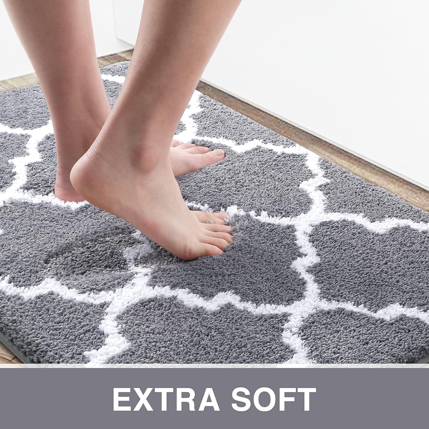 HappyTrends Bathroom Rugs and Mats Sets,2 PCS Non-Slip Fluffy Soft Microfiber Bath mat,Machine Washable Super Absorbent Shower Rugs Floor Carpet Mat(47"x18"+26"x18",Grey) : Home & Kitchen