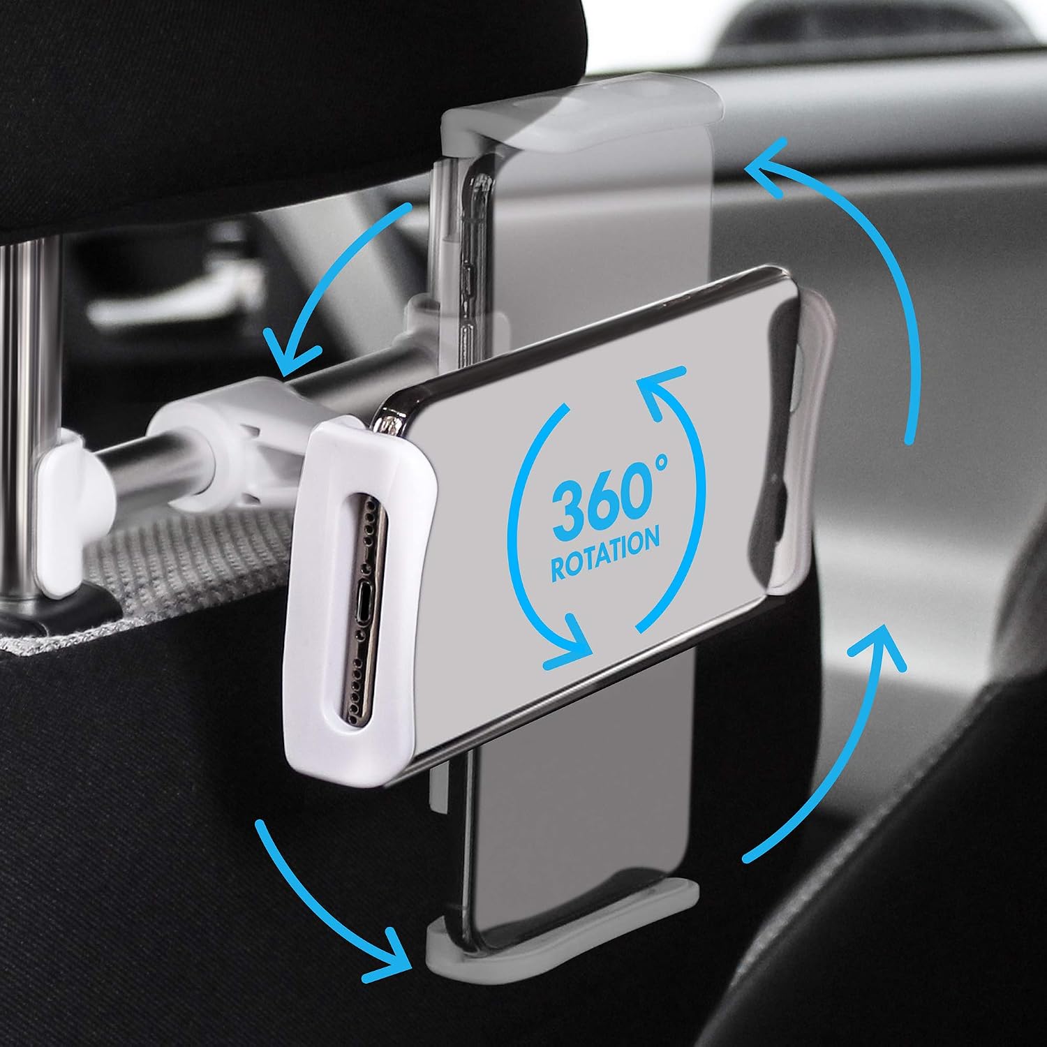 Aduro U-Grip Car Mount Headrest Tablet Holder for iPad, Car Back Seat Mount for iPad Pro Air Mini, Galaxy Tabs, and Any 4.7" - 12.9" Phones and Tablets White